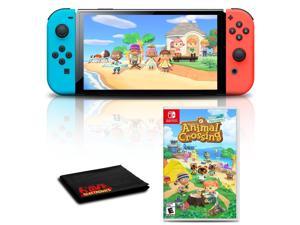 Nintendo Switch OLED Neon BlueRed with Animal Crossing New Horizons Game Bundle