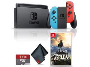 Nintendo Switch Neon BlueRed with Zelda Breath of the Wild and 64GB Memory
