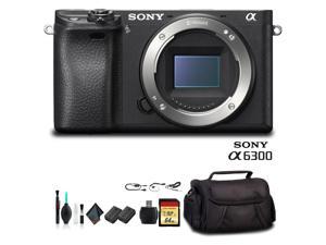 Refurbished Sony Alpha a6300 Mirrorless Camera Black ILCE6300B With Soft Bag Additional Battery 64GB Memory Card Card Reader  Plus Essential Accessories