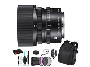 Sigma 45mm f28 DG DN Contemporary Lens for Sony E with Essential Bundle Backpack  3PC Filter  More