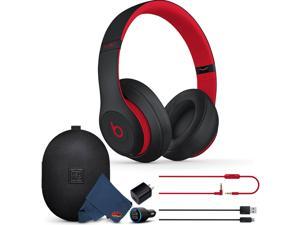 Beats Studio3 Wireless Over-Ear Noise Cancelling Bluetooth Headphones (Black/Red) with Extra USB Charging Adapters and 6Ave Cleaning Cloth