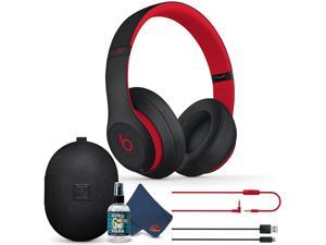 Beats Studio3 Wireless Over-Ear Noise Cancelling Bluetooth Headphones (Black/Red) with 6Ave Cleaning Kit