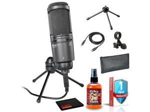 Audio-Technica AT2020USB+ Cardioid Condenser USB Microphone with Pouch, 6Ave Cleaning Kit, and 1-Year Extended Warranty