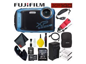 Fujifilm FinePix XP140 Waterproof Digital Camera 600020656 (Sky Blue) Large Accessory Bundle Includes Floating Wrist Str