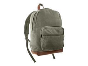 Rothco Vintage Canvas Teardrop Backpack w/Leather Accents, Olive Drab/Brown Rothco Vintage Canvas Teardrop Backpack w/Leather Accents, Olive Drab/Brown