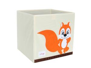 Foldable Toy Storage Bins Square Cartoon Animal Storage Box Eco-Friendly Fabric Storage Cubes Organizer for Bedroom Playroom Orange Squirrel No Lid 13"x13"x13"