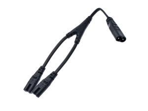 IEC320 C8 to 2X C7 Y Split AC Power Cord, IEC Figure 8 Male to 2 Female 1 in 2 Out AC Power Cable 1M Black IEC320 C8 to 2X C7 Y Split AC Power Cord, IEC Figure 8 Male to 2 Female 1 in 2 Out AC Power Cable 1M Black