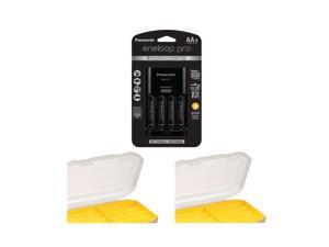 Panasonic Charger with 4 Pro Eneloop AA Size Batteries W/DL 8x AA Battery Case Panasonic Charger with 4 Pro Eneloop AA Size Batteries W/DL 8x AA Battery Case