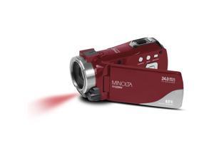 Minolta MN220NV Full HD 24MP 3" Touchscreen Night Vision Wi-Fi Camcorder, Red