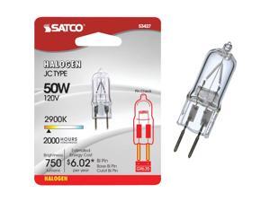 Satco 50W 120V Clear Bi-Pin GY6.35 Base T4 Halogen Special Purpose Light Bulb Satco 50W 120V Clear Bi-Pin GY6.35 Base T4 Halogen Special Purpose Light Bulb