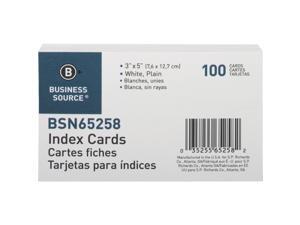 Business Source Index Cards Plain 90lb. 3"x5" 100/PK White 65258 Business Source Index Cards Plain 90lb. 3"x5" 100/PK White 65258