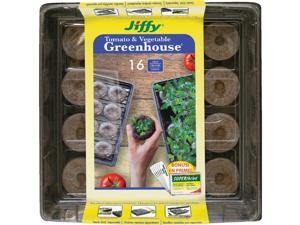 Jiffy 16-Cell 11 In. W. x 11 In. L. Seed Starter Greenhouse Kit with Superthrive Jiffy 16-Cell 11 In. W. x 11 In. L. Seed Starter Greenhouse Kit with Superthrive
