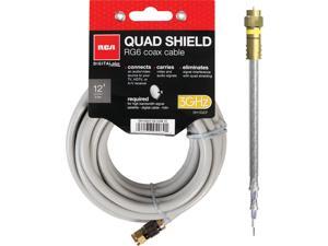 RCA 12 Ft. Gray Quad RG6 Coaxial Cable DH12QCE RCA 12 Ft. Gray Quad RG6 Coaxial Cable DH12QCE