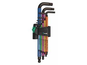 Wera Long L-Shaped Metric Black Oxide Ball End Hex Key Set, Number of Pieces: 9 Wera Long L-Shaped Metric Black Oxide Ball End Hex Key Set, Number of Pieces: 9