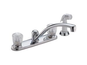 Delta Faucet 2402LF Classic Solid Brass 2-Knob Swing Kitchen Faucet, Chrome
