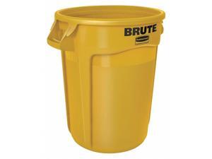 RUBBERMAID FG263200YEL 32 gal Polyethylene Round Trash Can, Open, Yellow RUBBERMAID FG263200YEL 32 gal Polyethylene Round Trash Can, Open, Yellow