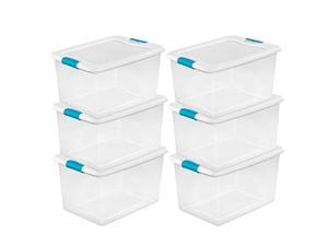Sterilite 64 Quart Clear Plastic Storage Boxes Bins Totes w/ Latches (6 Pack)