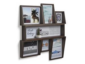Umbra Edge, Large Wooden 4x4, 4x6, and 5X7 collage Multi Picture Frame for Desktop or Wall, Aged Walnut, 4 by 6-Inch and 4 by 4-Inch