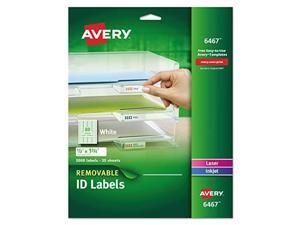 avery selfadhesive white removable laser id labels, 1/2" x 13/4, 2000 per pack 6467