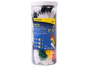 Calterm 71110 4 in., 8 in., & 11 in. Assorted Nylon Cable Tie, Black & Natural