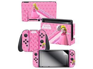 controller gear skin & screen protector set super mario "princess peach", pink nintendo switch controller gear skin & screen protector set super mario "princess peach", pink nintendo switch