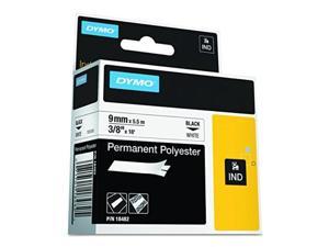 dymo authentic industrial permanent labels for labelwriter and industrial label makers, black on white, 3/8", 1 roll 18482