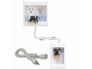 PowerBridge TWO-CK Dual Outlet Recessed In-Wall Cable Management System with PowerConnect for Wall-Mounted Flat Screen LED, LCD, and Plasma TVs