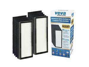 veva 8000 elite pro series air purifier replacement value pack  2 true hepa filter & 8 premium activated carbon pre filters 2+ year supply