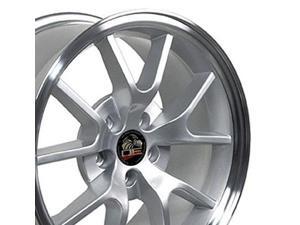 18x9 wheel fits ford mustang fr500 style silver rim w/mach'd face 18x9 wheel fits ford mustang fr500 style silver rim w/mach'd face