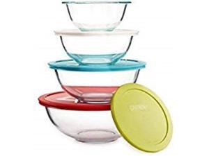 pyrex smart essentials mixing bowl set including locking lids clear, 8 piece pyrex smart essentials mixing bowl set including locking lids clear, 8 piece