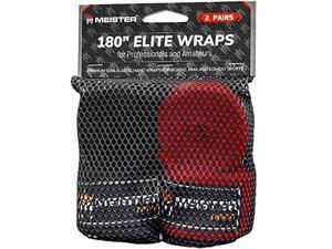 meister elite 180" premium adult hand wraps for mma & boxing  2 pair pack w/mesh bag  black/blood red