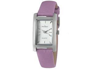 peugeot women's classy silver h rectangle case watch nylon canvas pastel purple band 3008spr