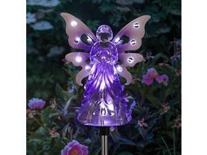 exhart solar garden stake lights purple acrylic angel stake memorial gift w/ 12 solar leds in the wings solar angel lights perfect as angel remembrance gifts & sympathy gifts 4" w x 34" h exhart solar garden stake lights purple acrylic angel stake memorial gift w/ 12 solar leds in the wings solar angel lights perfect as angel remembrance gifts & sympathy gifts 4" w x 34" h