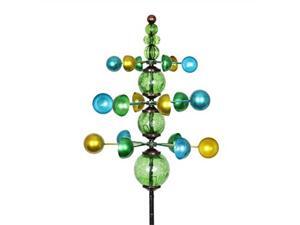 exhart colorful helix yard mobile, threetier vertical wind spinners with green glass crackle balls garden stake green, blue & yellow garden spinners kinetic art decor, 11.5" l by 48" w inches exhart colorful helix yard mobile, threetier vertical wind spinners with green glass crackle balls garden stake green, blue & yellow garden spinners kinetic art decor, 11.5" l by 48" w inches