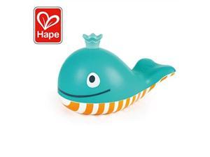 hape bubble blowing whale | baby squirt toy for bath time play, blue