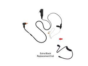 Blk Extra Tube + New 2-Wire Clear Coil Earphone for Motorola SL1M SL7550 SL7580
