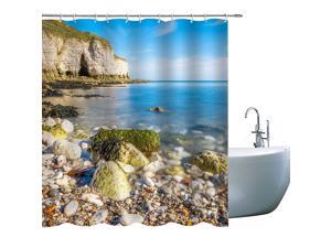 Elite Sea Shower Curtai Under The Clear Sky There are Seashores Full of Goose Warm Stones, Shower Curtain for Bathroom with Hooks, 71X 71 in Elite Sea Shower Curtai Under The Clear Sky There are Seashores Full of Goose Warm Stones, Shower Curtain for Bathroom with Hooks, 71X 71 in
