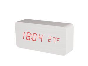 BALDR Wooden Digital Alarm Clock, White Wood Red Light BALDR Wooden Digital Alarm Clock, White Wood Red Light