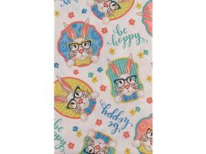Mainstream Hoppy Easter Be Hoppy Funny Bunnies Vinyl Flannel Back Tablecloth (52" x 90" Oblong)