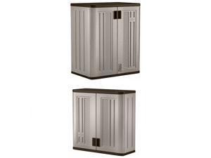 Suncast 9 Cu Ft Heavy Duty Resin Garage Base Storage Cabinet Platinum 3 Pack Newegg Com