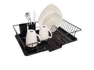 Sweet Home Collection Dish Drainer Drain Board and Utensil Holder Simple Easy to Use, 12" x 19" x 5", Black Sweet Home Collection Dish Drainer Drain Board and Utensil Holder Simple Easy to Use, 12" x 19" x 5", Black