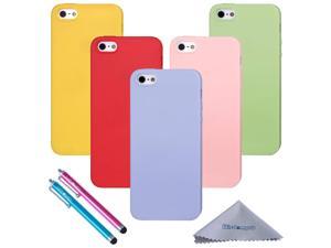 iPhone 5s Case Wisdompro 5 Pack Bundle of Colorful Soft TPU GEL Slim Fit Protective Case Cover for Apple iPhone 5 iPhone 5siPhone SE 1st GenerationGreen Light Blue Pink Yellow RedCandy Color