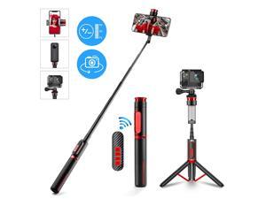 All in One Selfie Stick & Tripod,Extendable Non Skid Tripod Stand with Detachable Bluetooth Remote,Lightweight,Adjustable Heavy Duty Aluminum Tripod for iPhone, Android Phone All in One Selfie Stick & Tripod,Extendable Non Skid Tripod Stand with Detachable Bluetooth Remote,Lightweight,Adjustable Heavy Duty Aluminum Tripod for iPhone, Android Phone