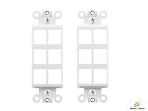 2x 6 Port Hole 1-Gang Keystone Jack Insert Decora Style Wall Plate Modular White 2x 6 Port Hole 1-Gang Keystone Jack Insert Decora Style Wall Plate Modular White
