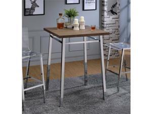 ACME Nadie Square Pub Table in Oak and Chrome ACME Nadie Square Pub Table in Oak and Chrome