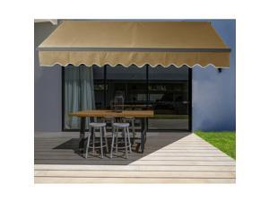 ALEKO Refurbished 10 X 8 Ft Retractable Home Patio Canopy Awning Green/White 