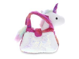 Unicorn Plush Stuffed Animal TWO Purple & Pink 10.5 Inches Sparkly Thread 