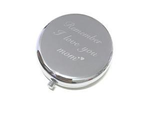 Mom Birthday Gifts from Daughter Son, Remember I Love You Mom, Engraved Travel Pocket Makeup Compact Mirror presents