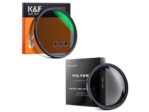 K&F Concept 62mm ND Fader Variable Neutral Density Adjustable ND Filter ND2 to ND400&K&F Concept 62MM Circular Polarizer Filter HD 18 Layer Super Slim Multi Coated CPL