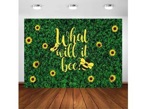 Bee Gender Reveal Backdrop Green Leaves Sunflower Bee Gender Nature Spring Gender Reveal Parties Decorations Photography Background What Will Baby Bee Theme Baby Shower Photoshoot (7X5Ft)